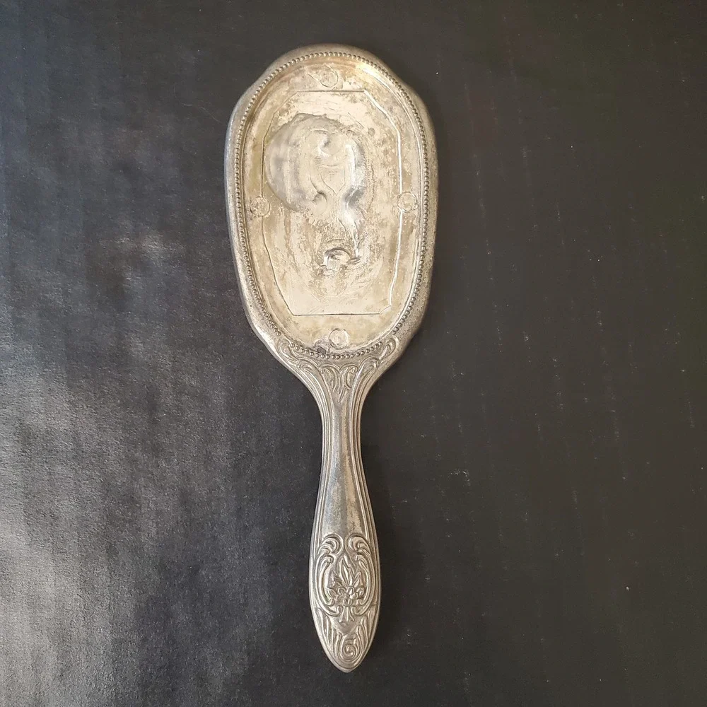 Antique Silver Plated Hair Brush Or Hand Held Mirror HANDLE ONLY EMPTY, FOR PART